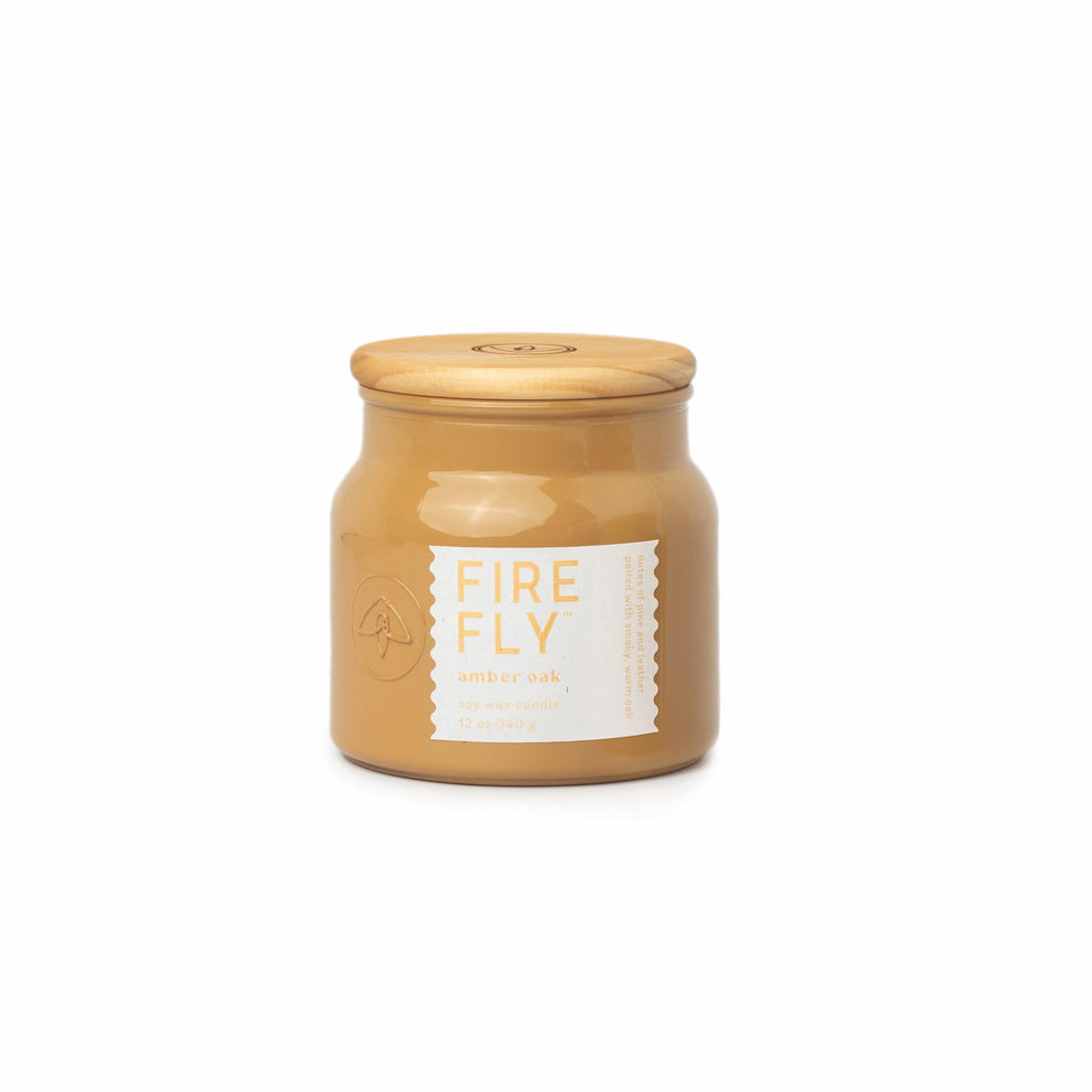 Firefly 2.5oz. Orchre Opaque Glass W/ Wood Lid, Amber Oak
