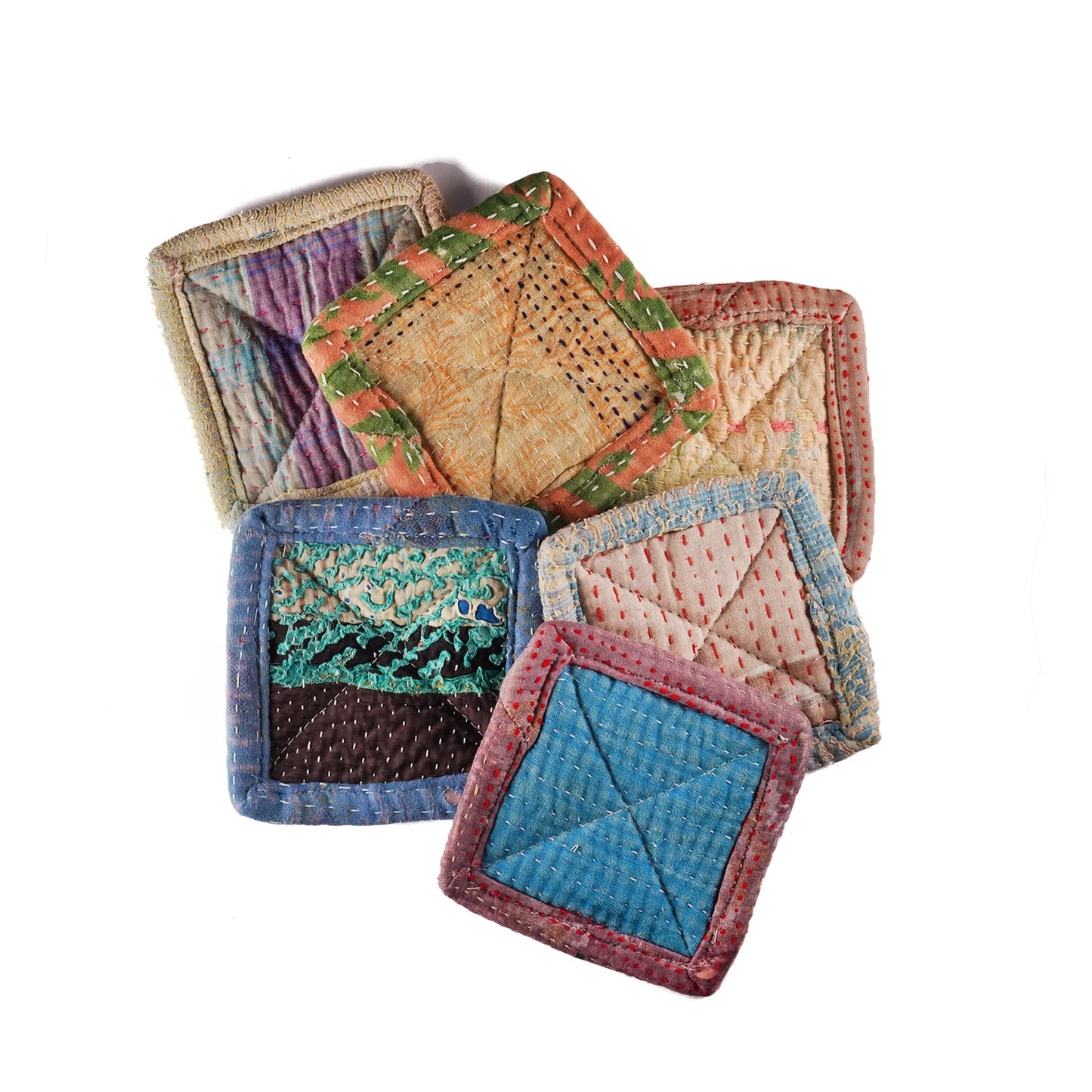 Kantha Stitch Coasters