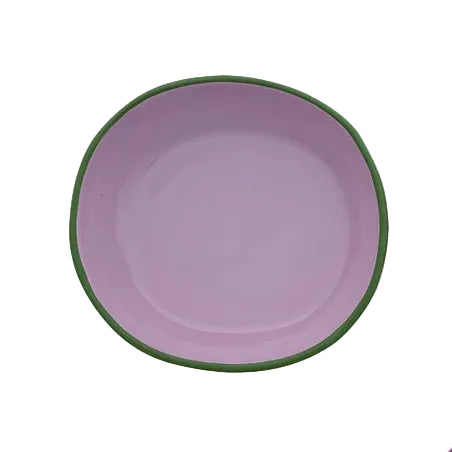Enameled Stainless Steel Dish with Colored Edge