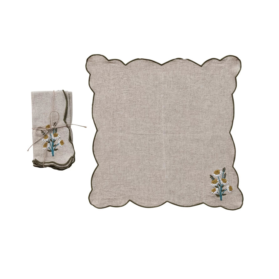 Scalloped Napkins with Contrasting Stitched Edges