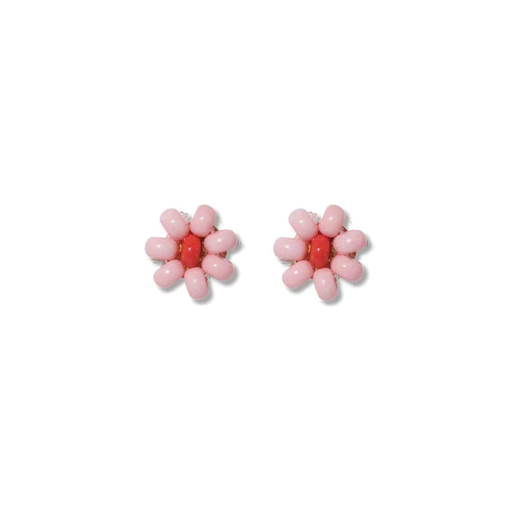 Tina Two Color Flower Beaded Post Earrings