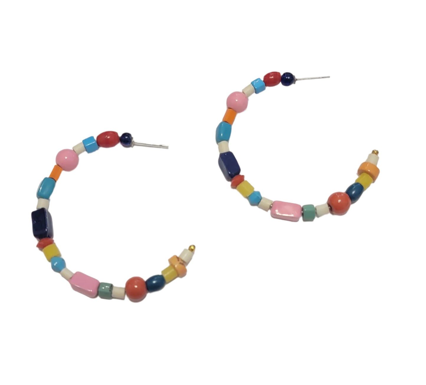 Annie Mixed Beaded Hoop Earrings (Multiple Colors)
