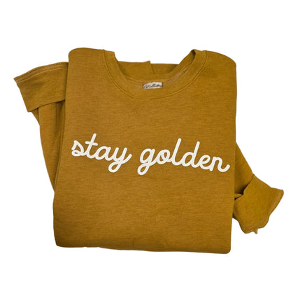 Stay Golden Puff Sweatshirt, Heather Mustard