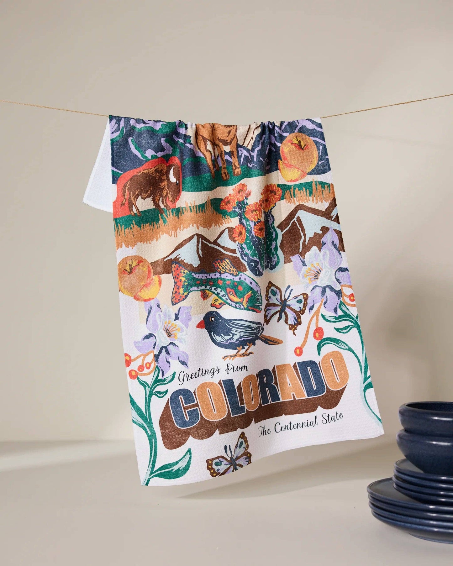Greetings From Colorado Tea Towel