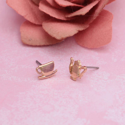 Gold Tea Set Post Earring