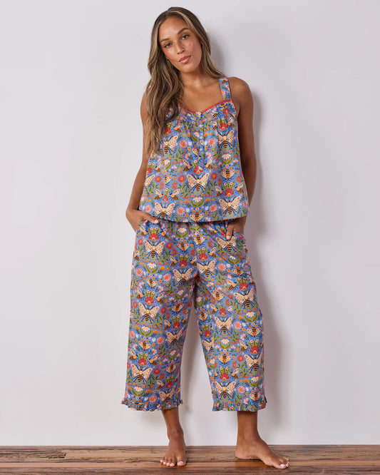 Back To Bed Cropped Pant Set in Bee Tapestry