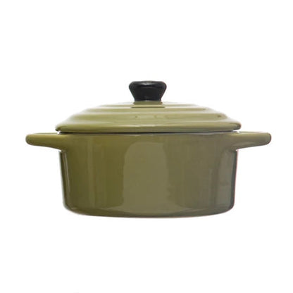 Stoneware Mini Baker w/ Lid, 1 Cup, 4 Colors