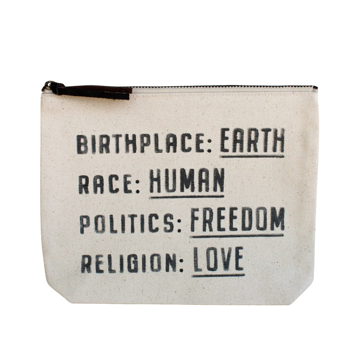Birthplace Canvas Zip Bag