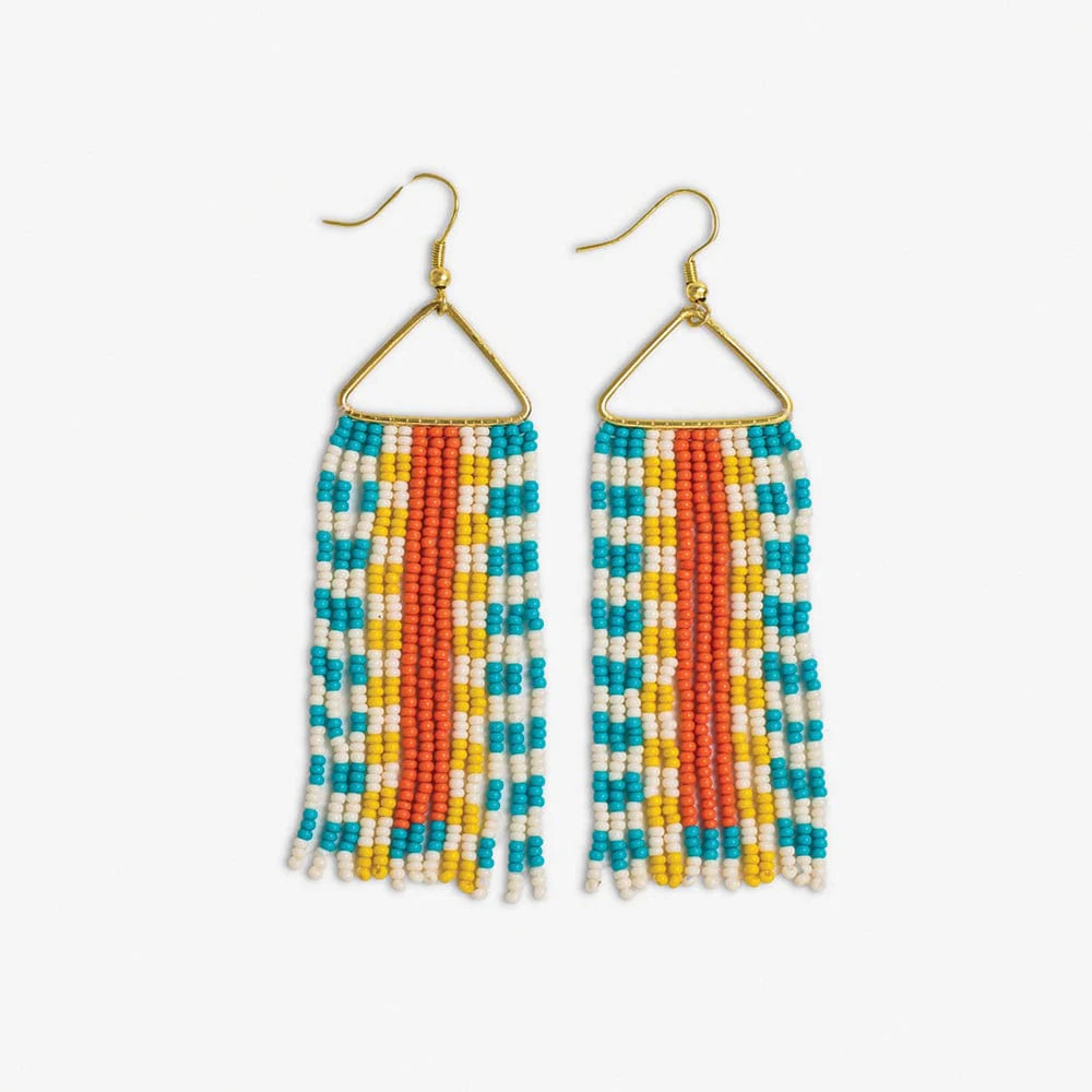 Brooke Two Toned Checkered Fringe Earrings