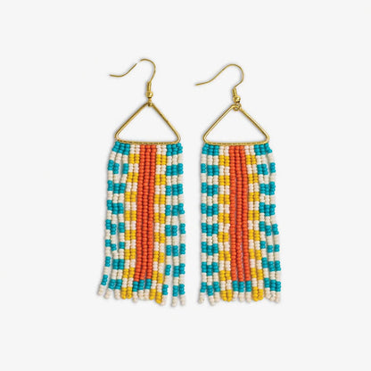 Brooke Two Toned Checkered Fringe Earrings