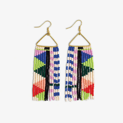Brooke Two Toned Checkered Fringe Earrings