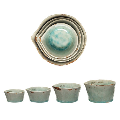 Stoneware Measuring Cups, Set of 4, 1, 1/2, 1/3, & 1/4 Cup
