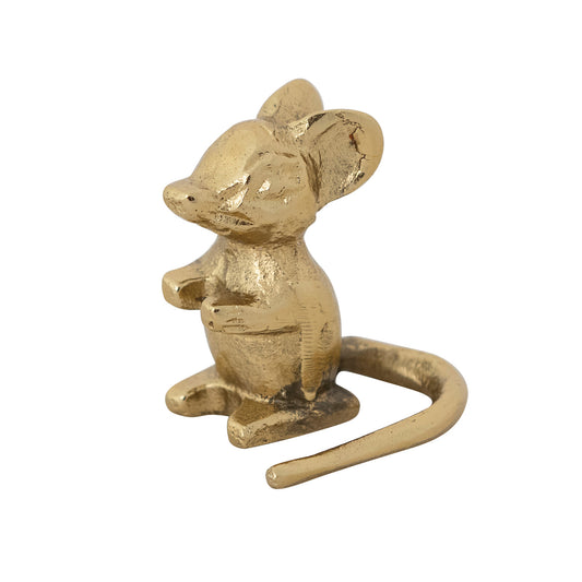 Cast Aluminum Mouse, Antique Gold Finish