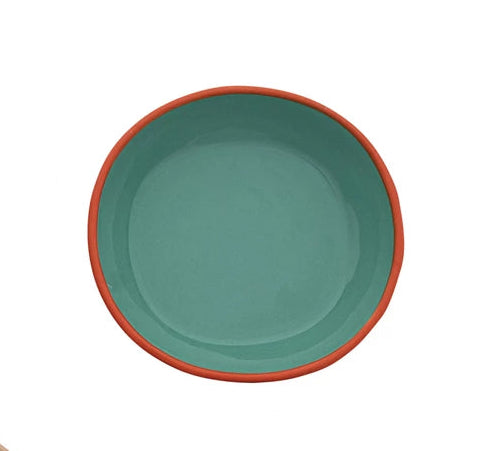 Enameled Stainless Steel Dish with Colored Edge