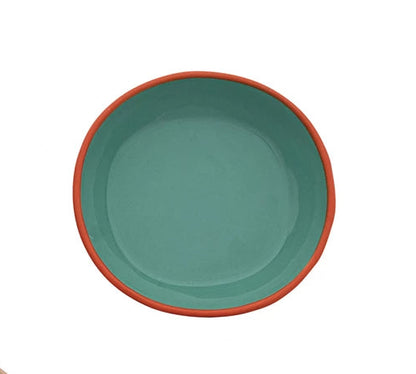 Enameled Stainless Steel Dish with Colored Edge
