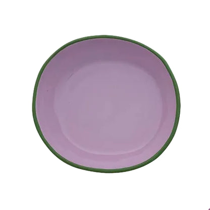 Enameled Stainless Steel Dish with Colored Edge