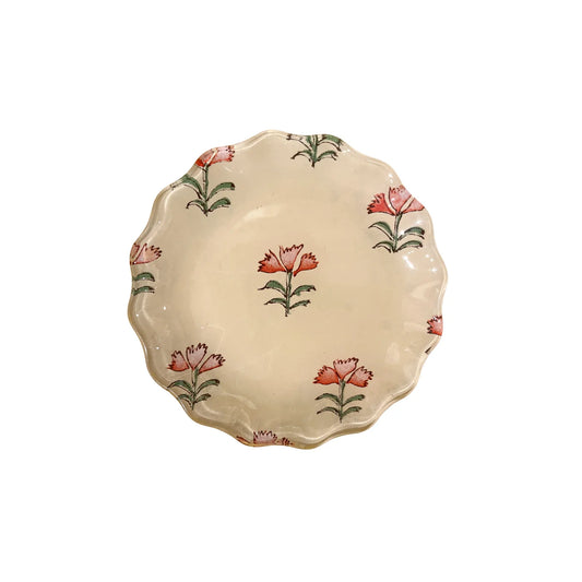 Pink Flower Scalloped Round Decoupage Plate 5"