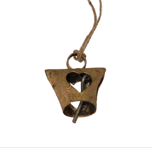 Metal Bell Ornament w/ Cutout Hearts