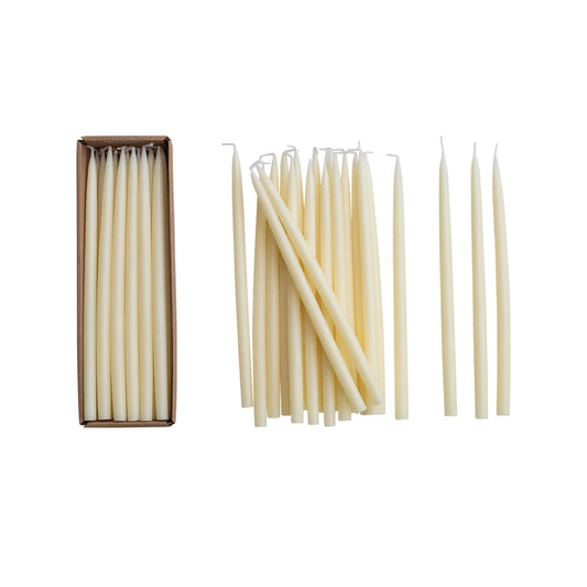 Unscented Thin Taper Candles in Box, Set of 24 (Multiple Colors)