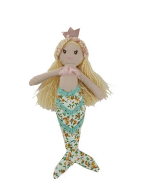 Fabric Mermaid Doll w/ Floral Pattern Tail