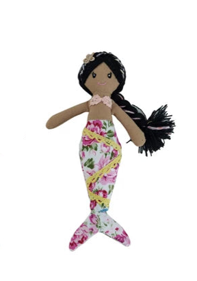 Fabric Mermaid Doll w/ Floral Pattern Tail
