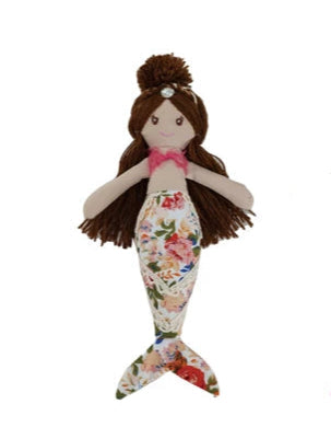 Fabric Mermaid Doll w/ Floral Pattern Tail