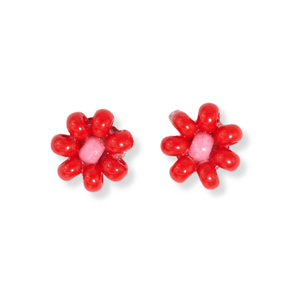 Tina Two Color Flower Beaded Post Earrings