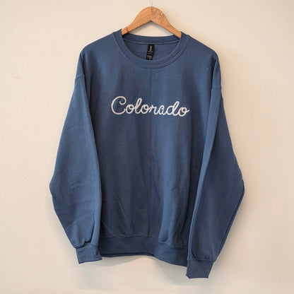 Colorado Embroidered Rope Sweatshirt, Indigo Blue