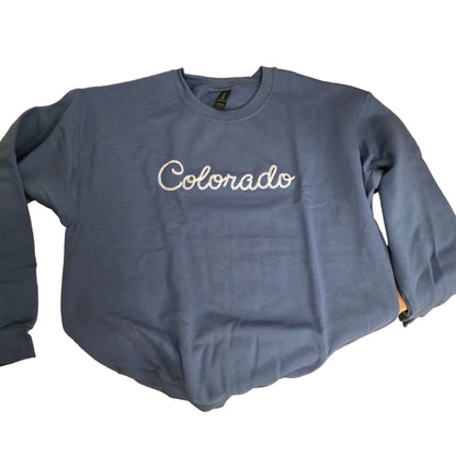 Colorado Embroidered Rope Sweatshirt, Indigo Blue