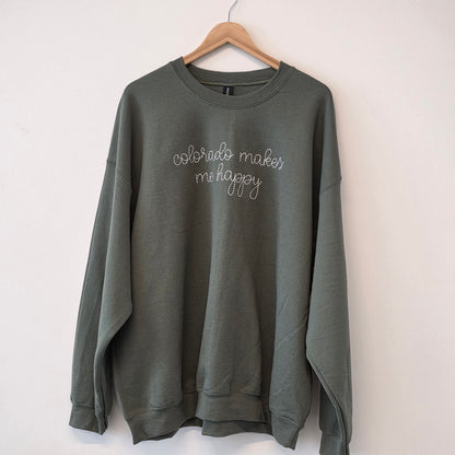 Colorado Makes Me Happy Sweatshirt, Military Green