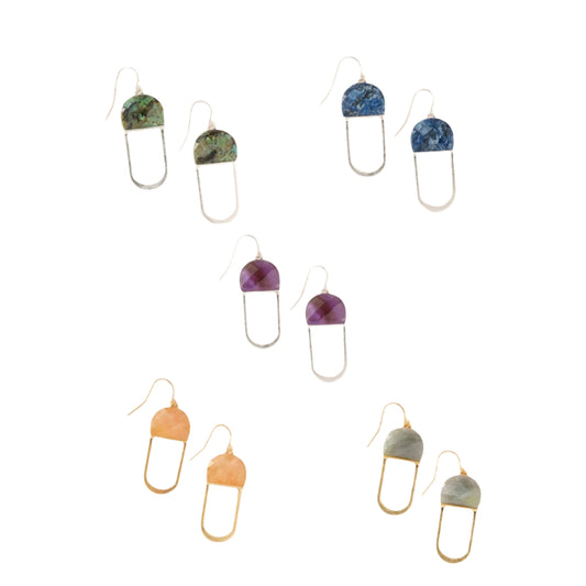 Modern Stone Chandelier Earrings