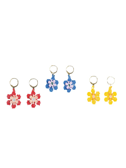 Blossom Six Petal Flower Drop Earrings
