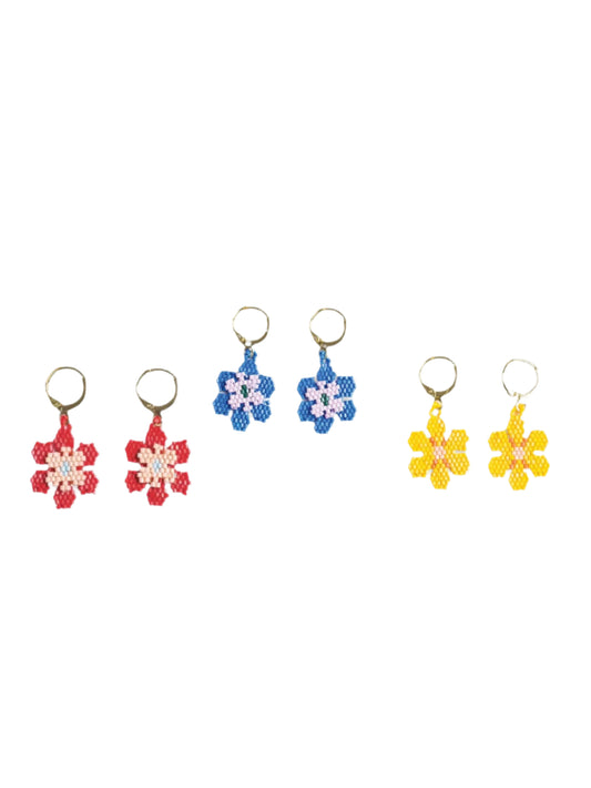 Blossom Six Petal Flower Drop Earrings