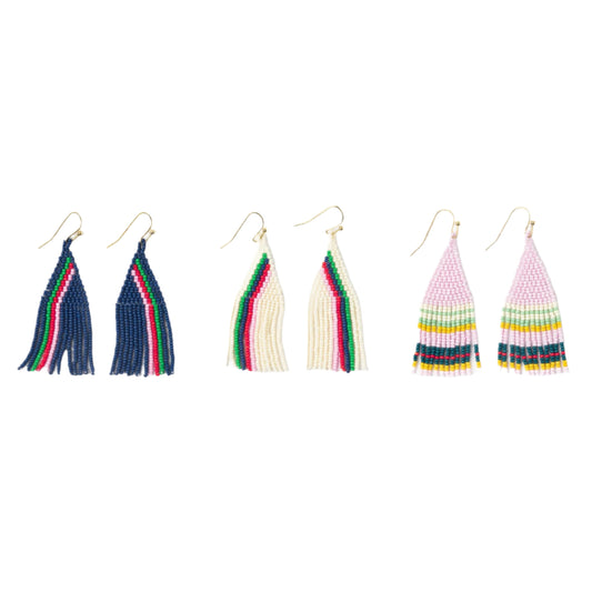 Audrey Small Seed Bead Vertical Stripe Earrings