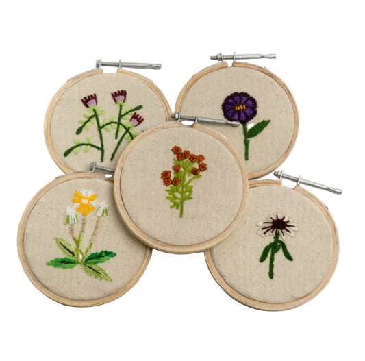 Small Floral Embroidery Hoop, 4"