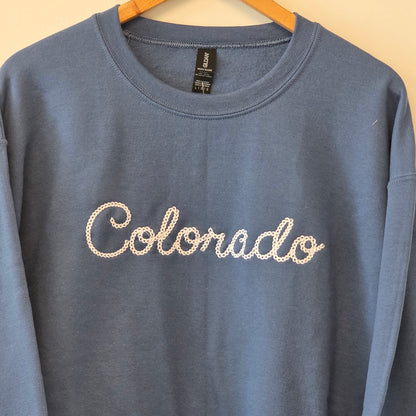 Colorado Embroidered Rope Sweatshirt, Indigo Blue