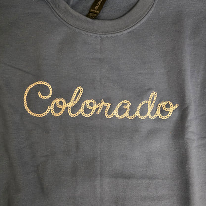 Colorado Embroidered Rope Sweatshirt, Indigo Blue