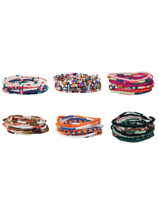 Sage 10 Strand Stretch Bracelets