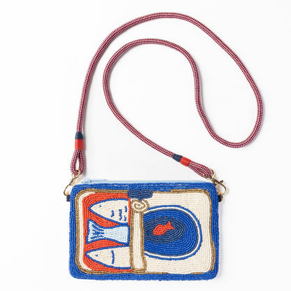 Sardine Leila Seed Bead Clutch With Strap