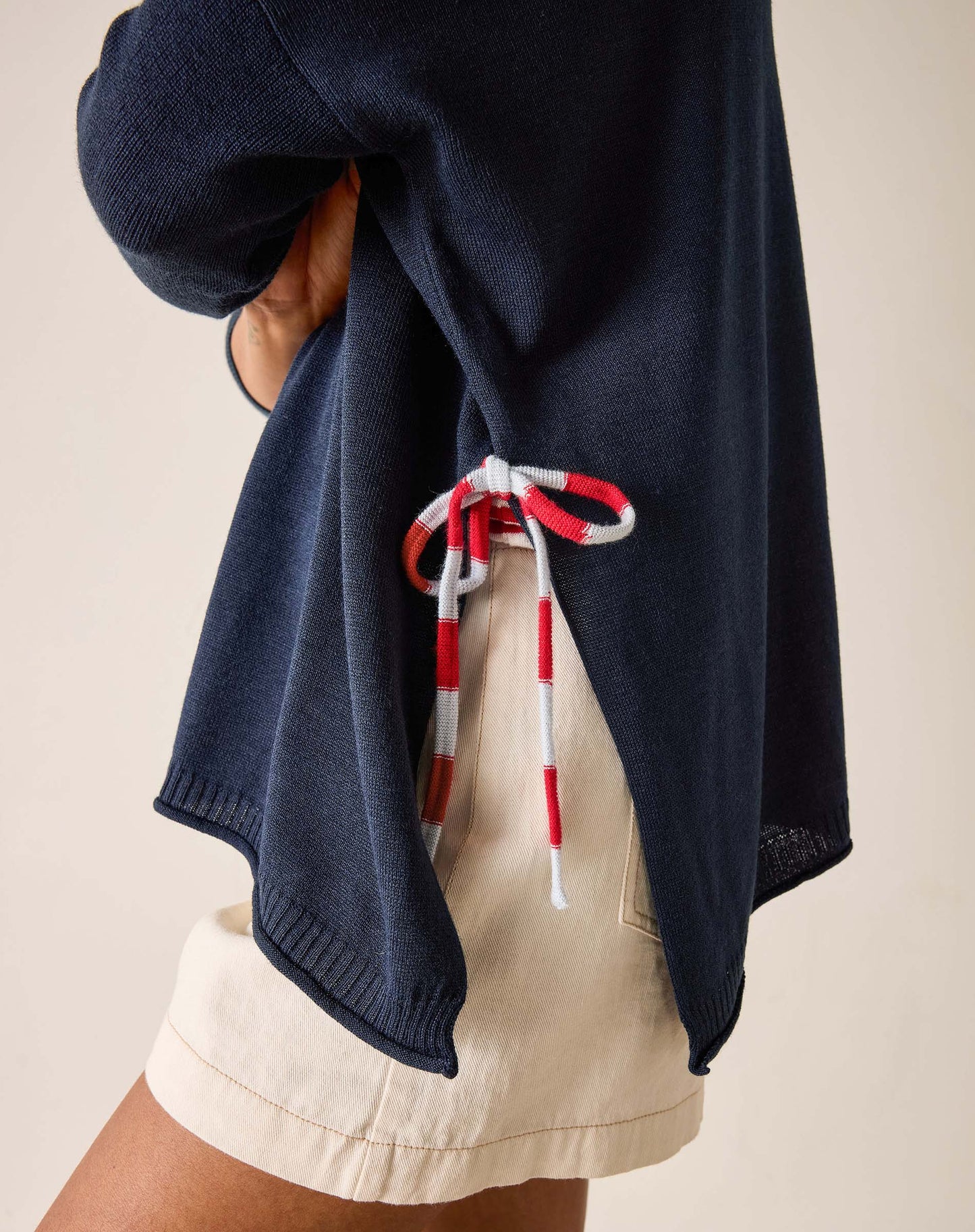 Catalina Tie Side Crewneck, Navy, One Size