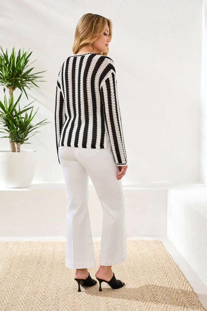 Crochet Bell‑Sleeve Notch Neck Tassel‑Tie Top