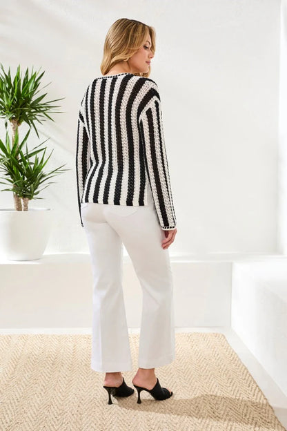 Crochet Bell‑Sleeve Notch Neck Tassel‑Tie Top