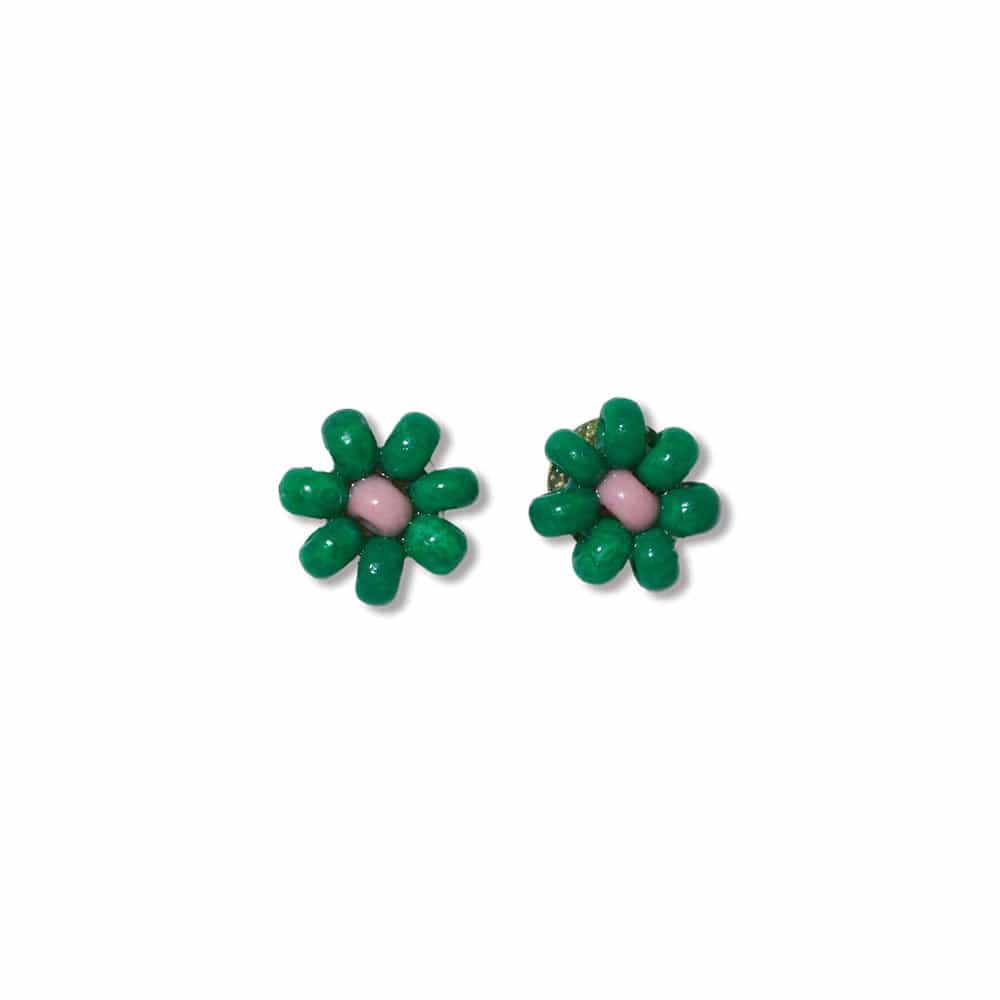 Tina Two Color Flower Beaded Post Earrings