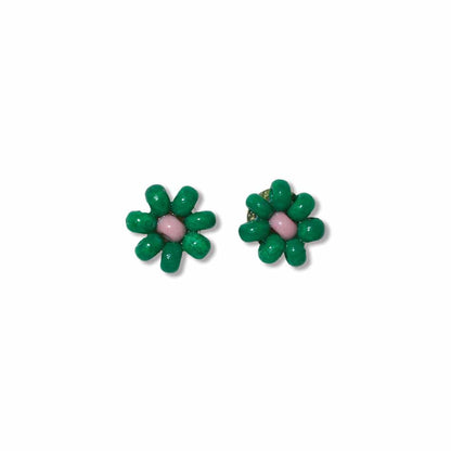 Tina Two Color Flower Beaded Post Earrings