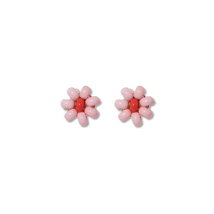 Tina Two Color Flower Beaded Post Earrings