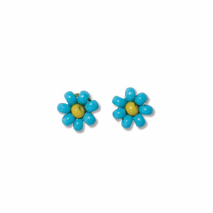 Tina Two Color Flower Beaded Post Earrings