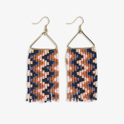 Whitney Wavy Beaded Fringe Earrings