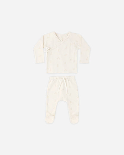 Wrap Top + Footed Pant Set Bunnies