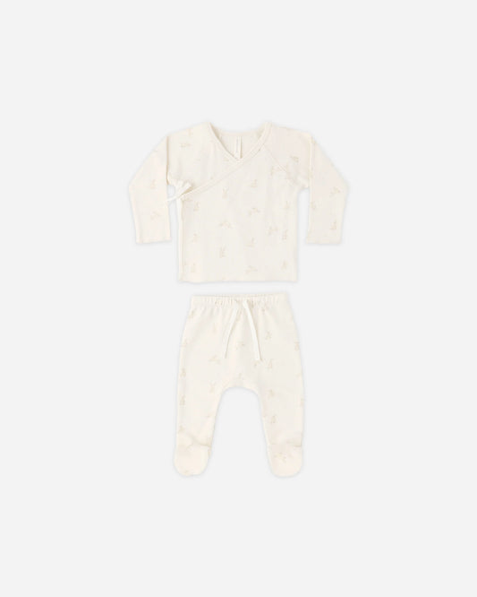 Wrap Top + Footed Pant Set Bunnies