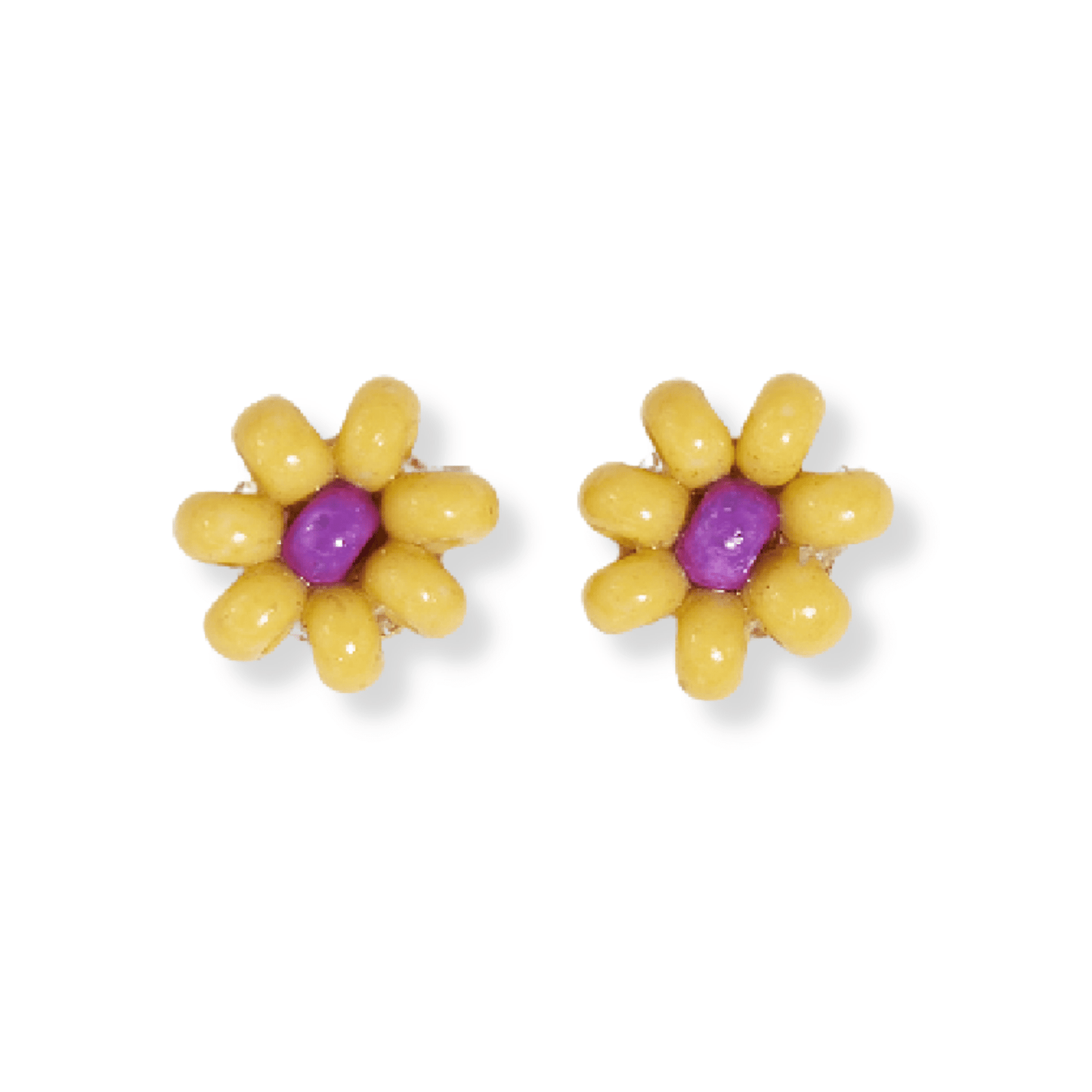 Tina Two Color Flower Beaded Post Earrings